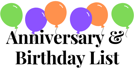 Anniversary & Birthday List | Highway Christian Fellowship